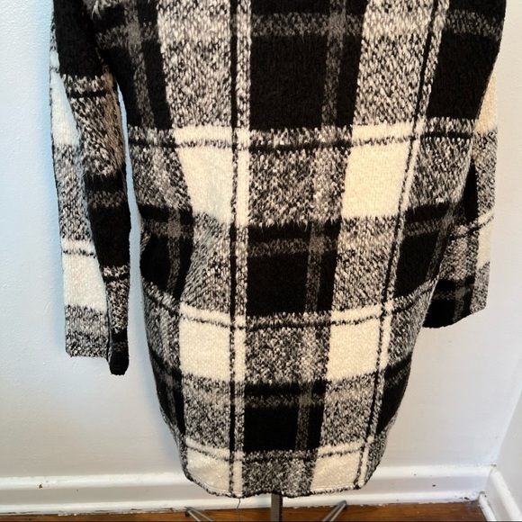 Ann Story Open Sweater Coat White Black Plaid - Picture 7 of 8